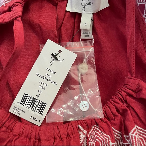 NWT Joie Konomi Top Size 4 Embroidered Halter Sleeveless Tank Peplum Brick Red - Picture 14 of 15